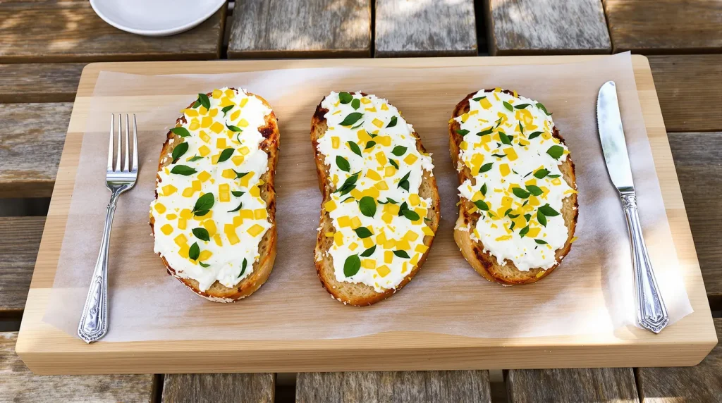 Cette bruschetta si simple à la texture ultra-crémeuse est vite devenue mon réflexe apéro du printemps (prête en 15 minutes !)
