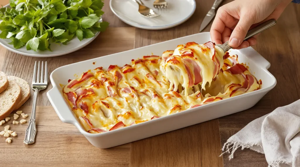 Gratin léger poireaux et jambon : prêt en 25 minutes, savoureux et peu calorique