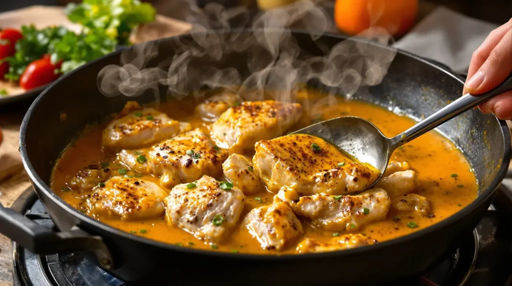 « J'ai remplacé la crème par un ingrédient à 1 euro dans mon poulet aux épices » : la texture obtenue en 20 minutes est incroyable