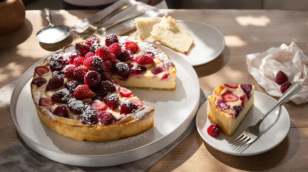 Personne ne sert son clafoutis aux fraises comme ça : c'est justement là que sa texture et sa saveur deviennent magiques !