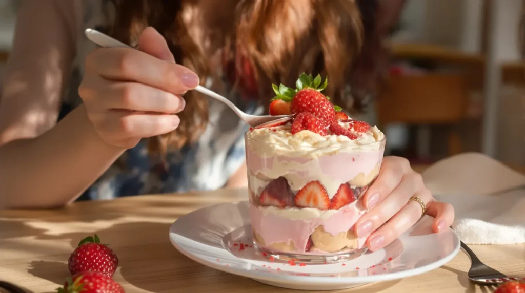 Tiramisu crémeux aux fraises