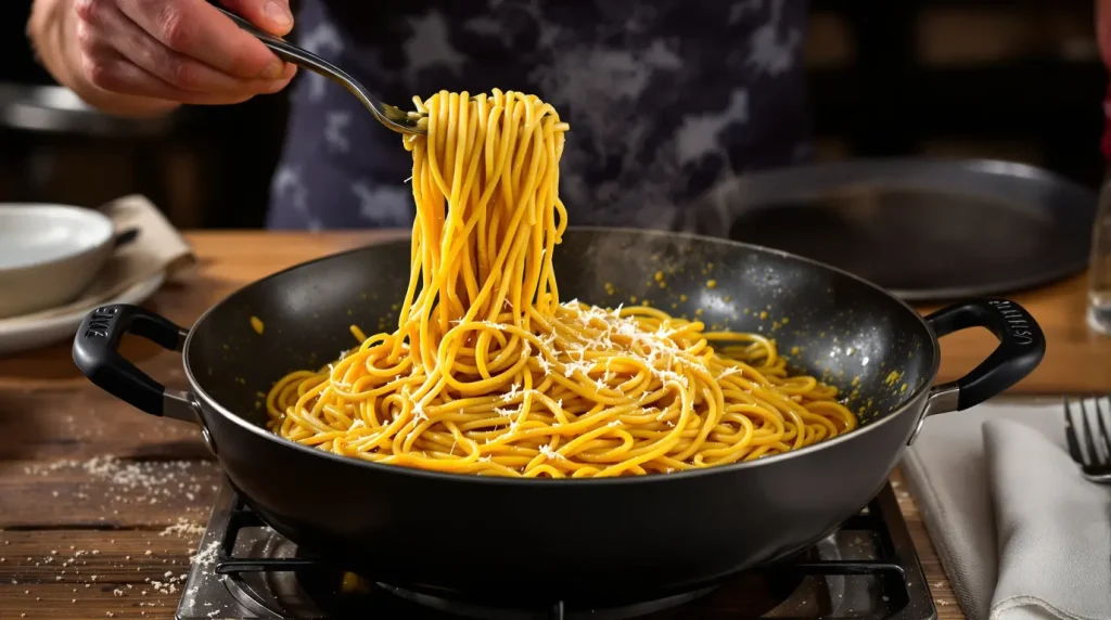 En les cuisant ainsi, les Italiens obtiennent des pâtes moelleuses et parfaitement liées, sans beurre ni crème