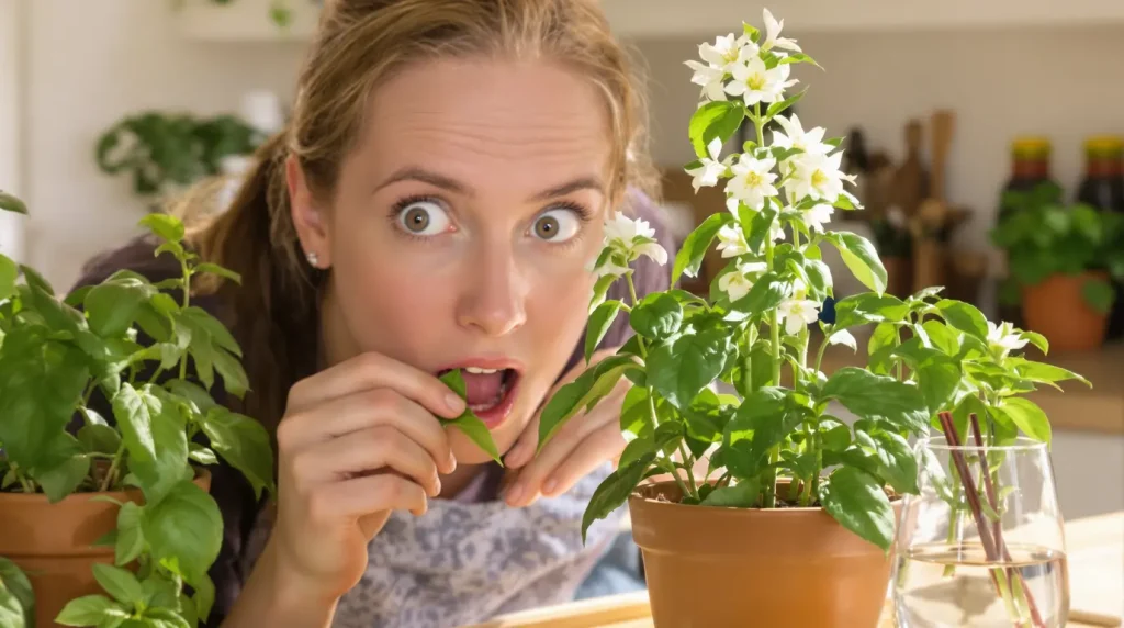 Mon basilic faisait de jolies fleurs blanches et j'étais fière : quand j'ai goûté une feuille, j'ai compris qu'il était déjà fichu