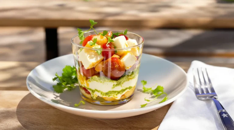 Fini les verrines classiques à l&rsquo;apéro : ce tiramisu salé tomate-mozza-pesto se prépare en 5 minutes chrono